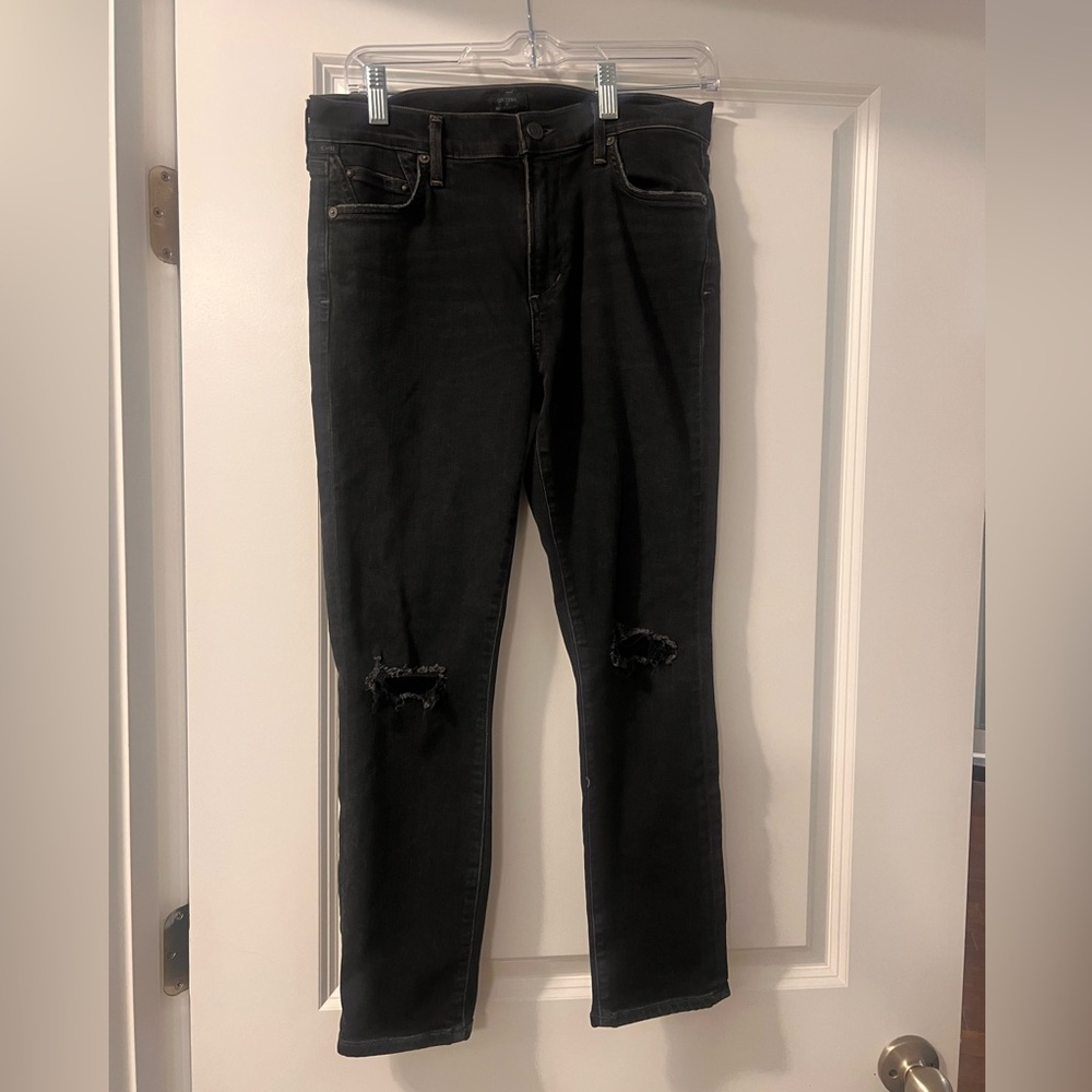 Citizens of Humanity Cropped Distressed Black Skinny Jeans Size 27